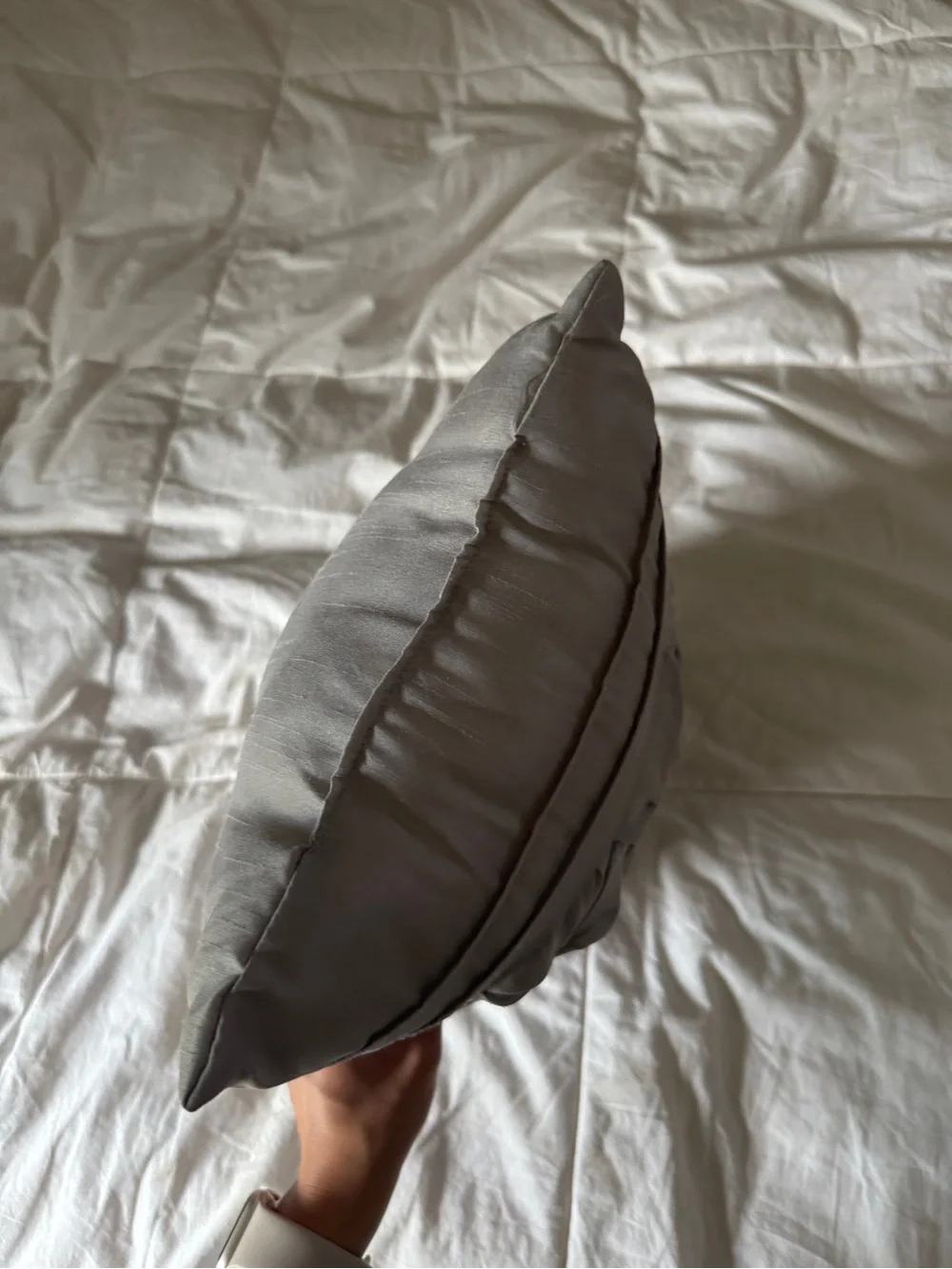 Elegant Silver Grey Pintuck Decorative Lumbar Pillow - 16